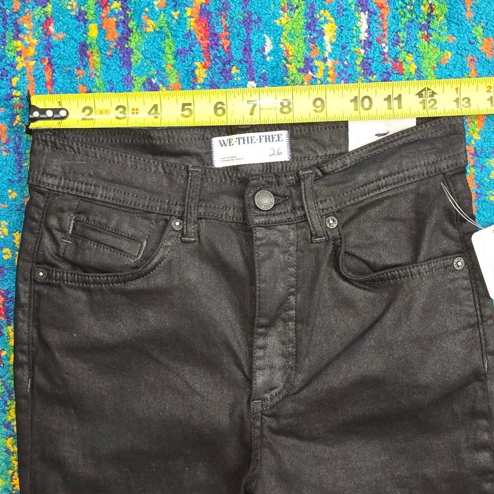 NWT We The Free Xena Jeans Black Coated Slim Straight‎ High Rise Women 26